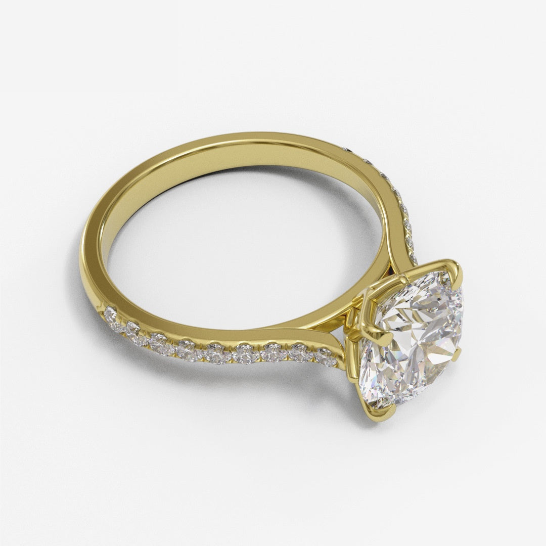 Round Tulip Tapered Cathedral Pave 1.6-2.6mm band (setting only)