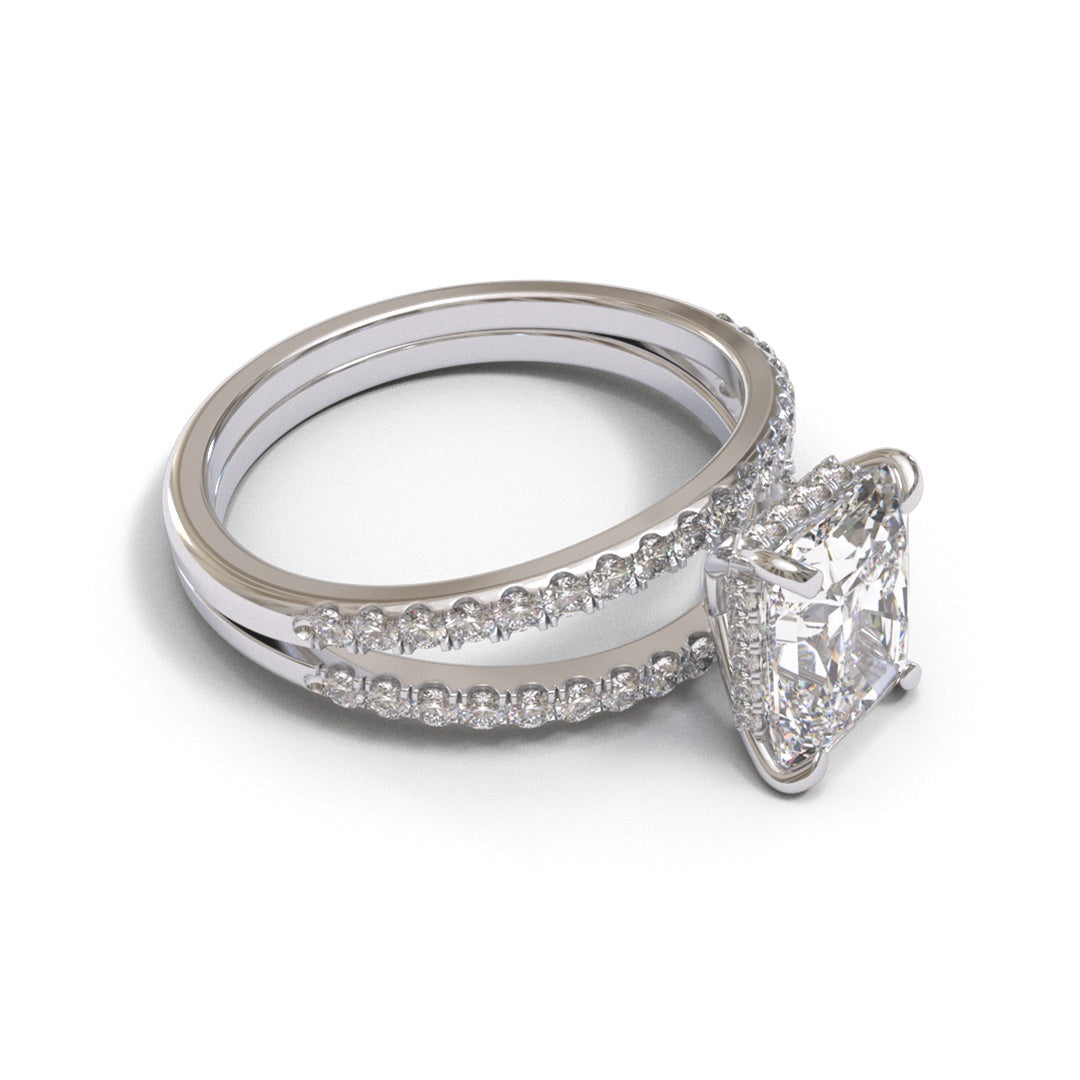 Radiant Split Shank Hidden Halo Pave 3mm band (setting only)