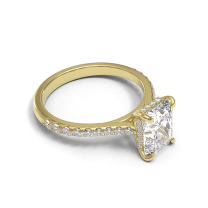 Radiant Tapered Cathedral Hidden Halo Pave 1.3-2.2mm band (setting only)