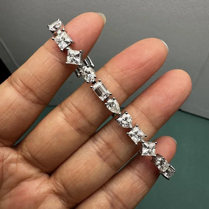 0.5CT Each Fancy Shape D Moissanite Tennis Bracelet S925 Silver Fashion Jewelry