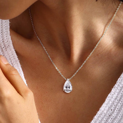MUXIFC 1-4CT Pear Cut Moissanite Pendant Necklace for Women Water Drop Lab Diamond Neckchain with Certificate 925 Silver Jewely