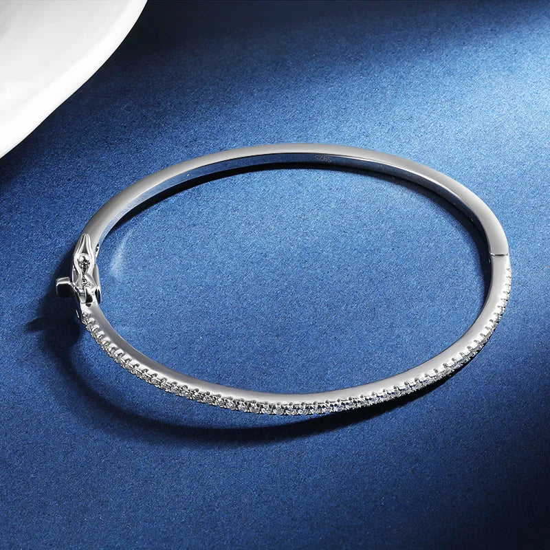 2mm D Color Moissanite Bangle For Women S925 Sterling Silver 18k White Gold Plated Diamond Bracelet Fine Jewelry Pulseras