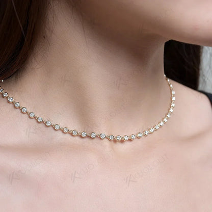 Solid Gold Moissanite Necklace For Women 14K 10K 9K Gold 925 Silver Chain Necklace for Engagement Christmas Gifts