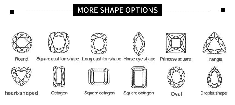 Illustrations of various diamond shapes with labels on a white background