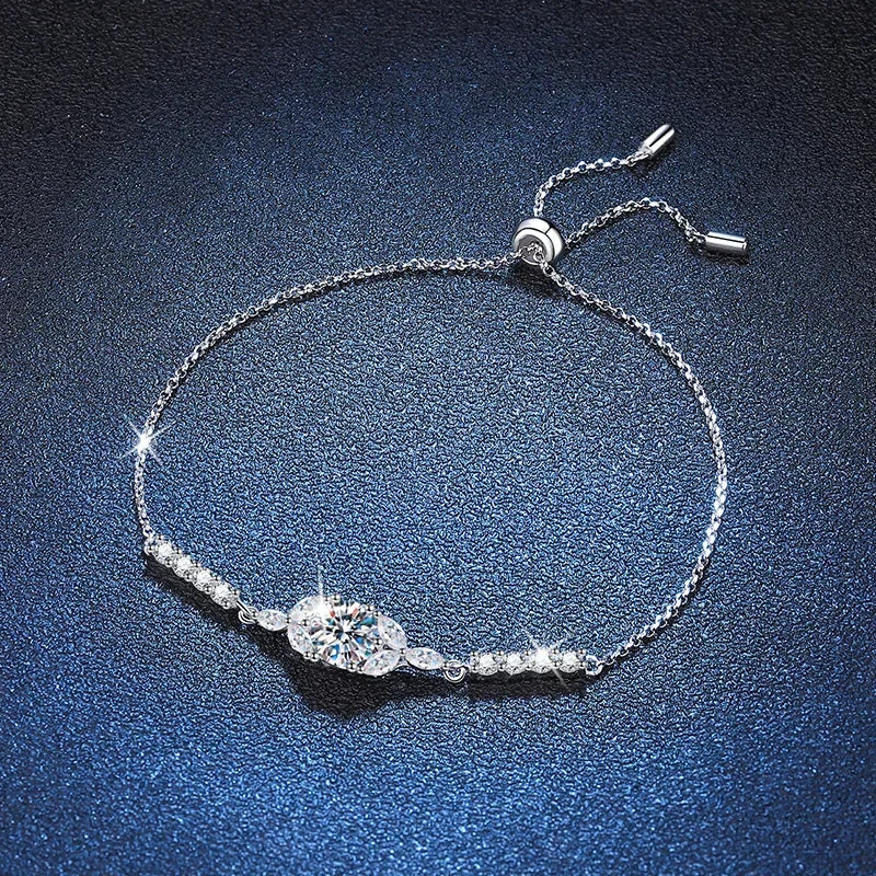 100% Real GRA Certified 1CT Moissanite Bracelet for Women Girl S925 Sterling Silver Diamond Link Bracelets Fine Jewelry