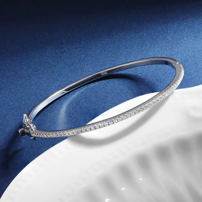 2mm D Color Moissanite Bangle For Women S925 Sterling Silver 18k White Gold Plated Diamond Bracelet Fine Jewelry Pulseras