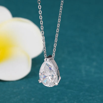 MUXIFC 1-4CT Pear Cut Moissanite Pendant Necklace for Women Water Drop Lab Diamond Neckchain with Certificate 925 Silver Jewely