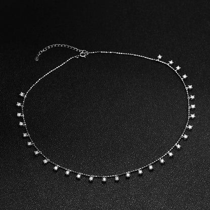 3mm 4mm D Color Moissanite Necklace For Women Gift 100% S925 Sterling Silver Plated 18K Sparkling Gypsophila Neck Chain