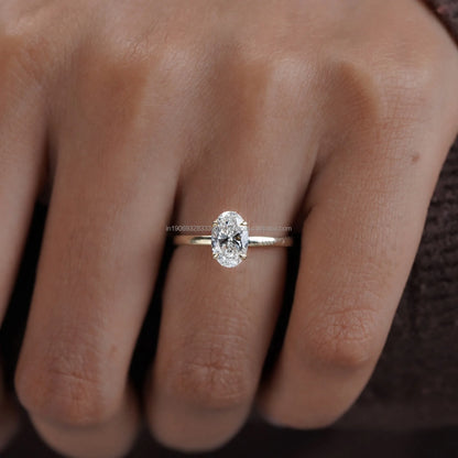 1.0 CT Oval Cut Moissanite Engagement Ring Simple Solitaire Claw Prong Set 14K Solid Yellow Gold Perfect Everyday or Anniversary