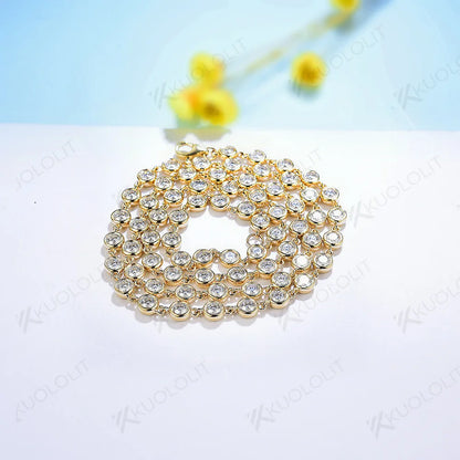 Solid Gold Moissanite Necklace For Women 14K 10K 9K Gold 925 Silver Chain Necklace for Engagement Christmas Gifts
