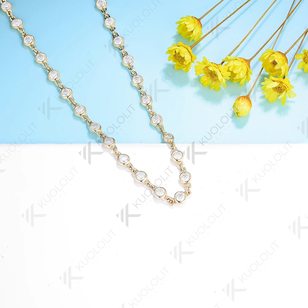 3.5CTW Moissanite Necklaces for Women Men Solid 14K 10K Gold 925 Silver Chain Tennis Necklace for Engagement Christmas