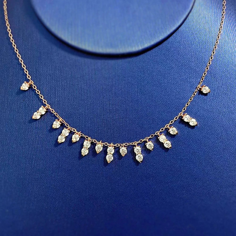 Moissanite Necklaces for Women GRA Certified 3mm D VVS1 Round Brilliant Cut Moissanite Dainty Necklace 925 Sterling Silver Chain