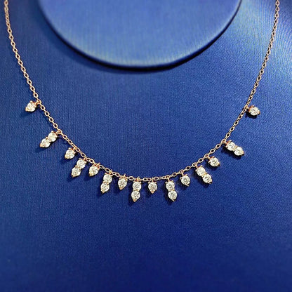 Moissanite Necklaces for Women GRA Certified 3mm D VVS1 Round Brilliant Cut Moissanite Dainty Necklace 925 Sterling Silver Chain