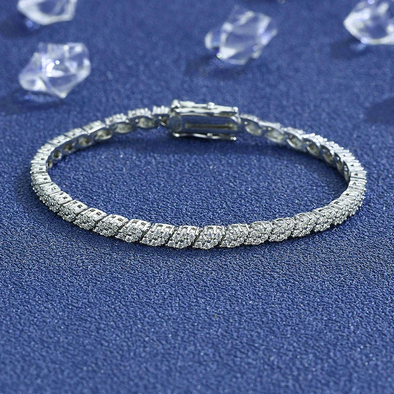 Full Moissanite Tennis Bracelets S925 Silver Sparkling Diamond Women Men Party Wedding Bangles Jewelry Gifts GRA Certified