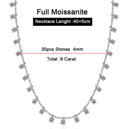 3mm 4mm D Color Moissanite Necklace For Women Gift 100% S925 Sterling Silver Plated 18K Sparkling Gypsophila Neck Chain