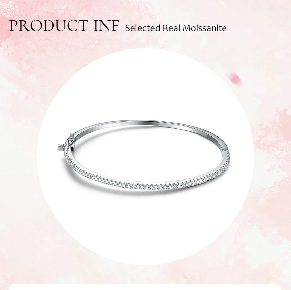 2mm D Color Moissanite Bangle For Women S925 Sterling Silver 18k White Gold Plated Diamond Bracelet Fine Jewelry Pulseras