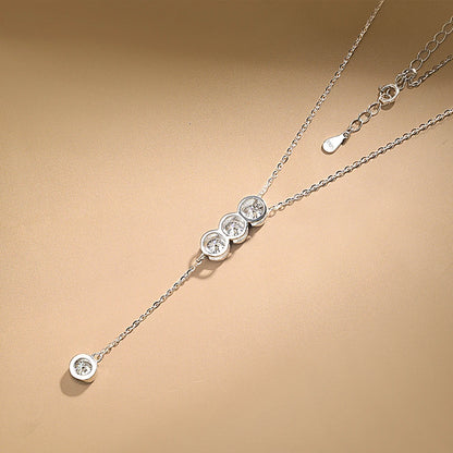 3mm/5mm Full Moissanite Necklace for Girls Classic Bubble Clavicular Chain 925 Sterling Silver Party Fine Jewelry Gift