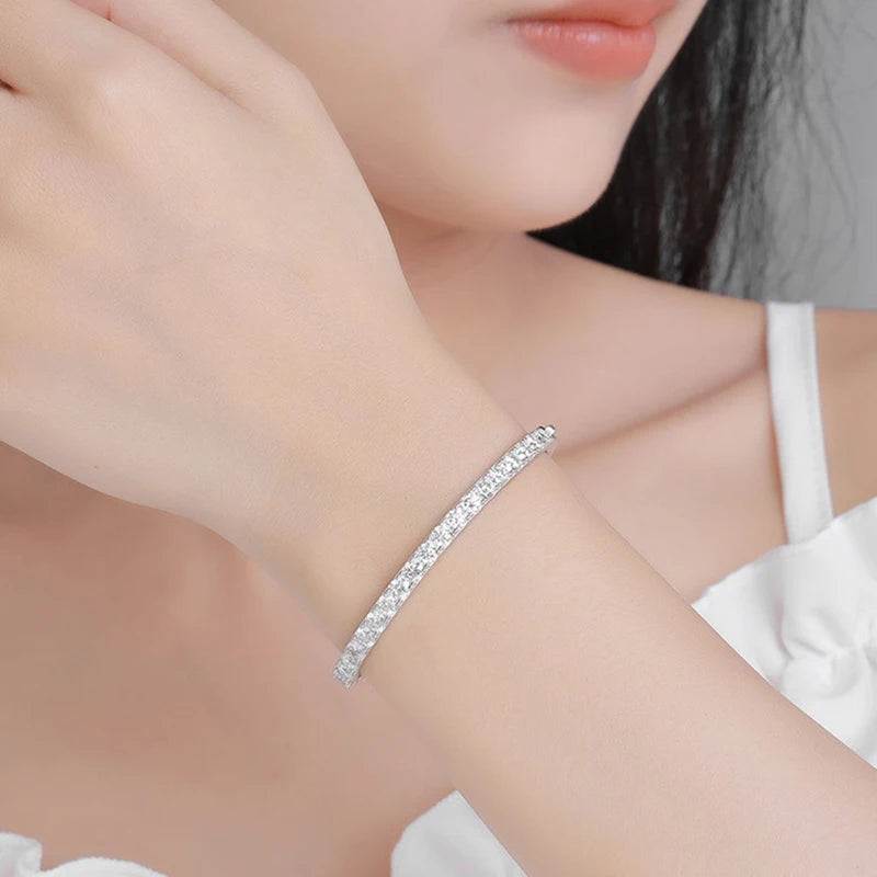 GRA Certified D Color 4mm 0.3CT Full Moissanite Tennis Bracelet Bangle For Women S925 Sterling Silver Diamond Bracelets