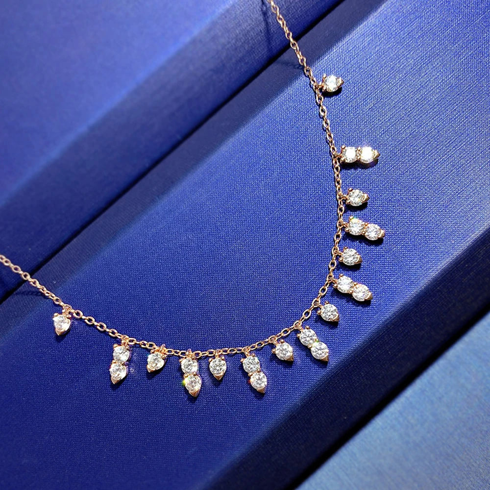 Moissanite Necklaces for Women GRA Certified 3mm D VVS1 Round Brilliant Cut Moissanite Dainty Necklace 925 Sterling Silver Chain