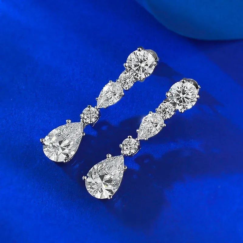Diamond earrings on a blue background