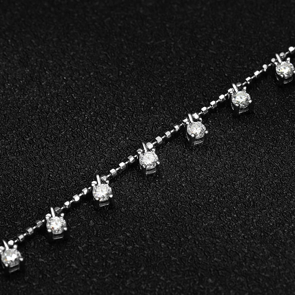 3mm 4mm D Color Moissanite Necklace For Women Gift 100% S925 Sterling Silver Plated 18K Sparkling Gypsophila Neck Chain