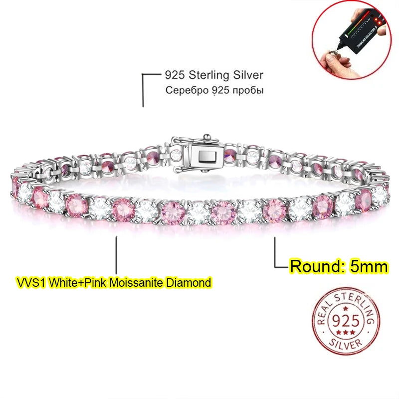 Real Moissanite Tennis Bracelet for Women Men 3.0mm with Certificates 925 Sterling Silver
