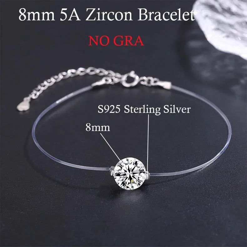 Moissanite Bracelet Transparent Fishing Line 925 Sterling Silver Bracelets for Women Lab Diamond GRA Certified Jewelry