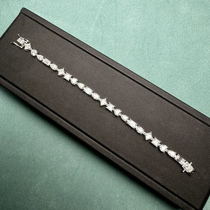 0.5CT Each Fancy Shape D Moissanite Tennis Bracelet S925 Silver Fashion Jewelry