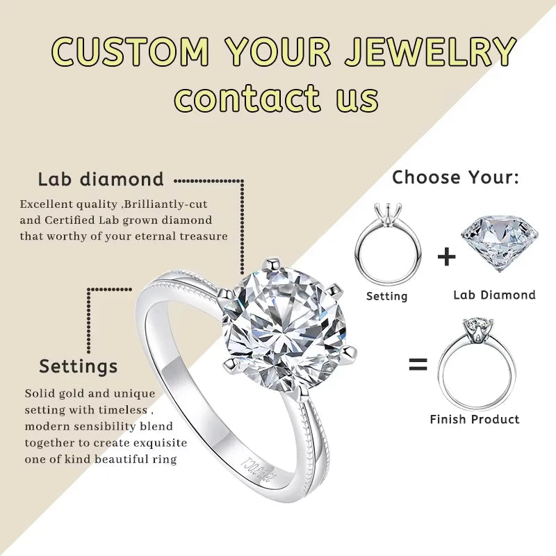 Advertisement for custom jewelry with a diamond ring and text on customization options.