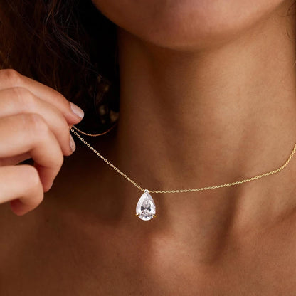 MUXIFC 1-4CT Pear Cut Moissanite Pendant Necklace for Women Water Drop Lab Diamond Neckchain with Certificate 925 Silver Jewely