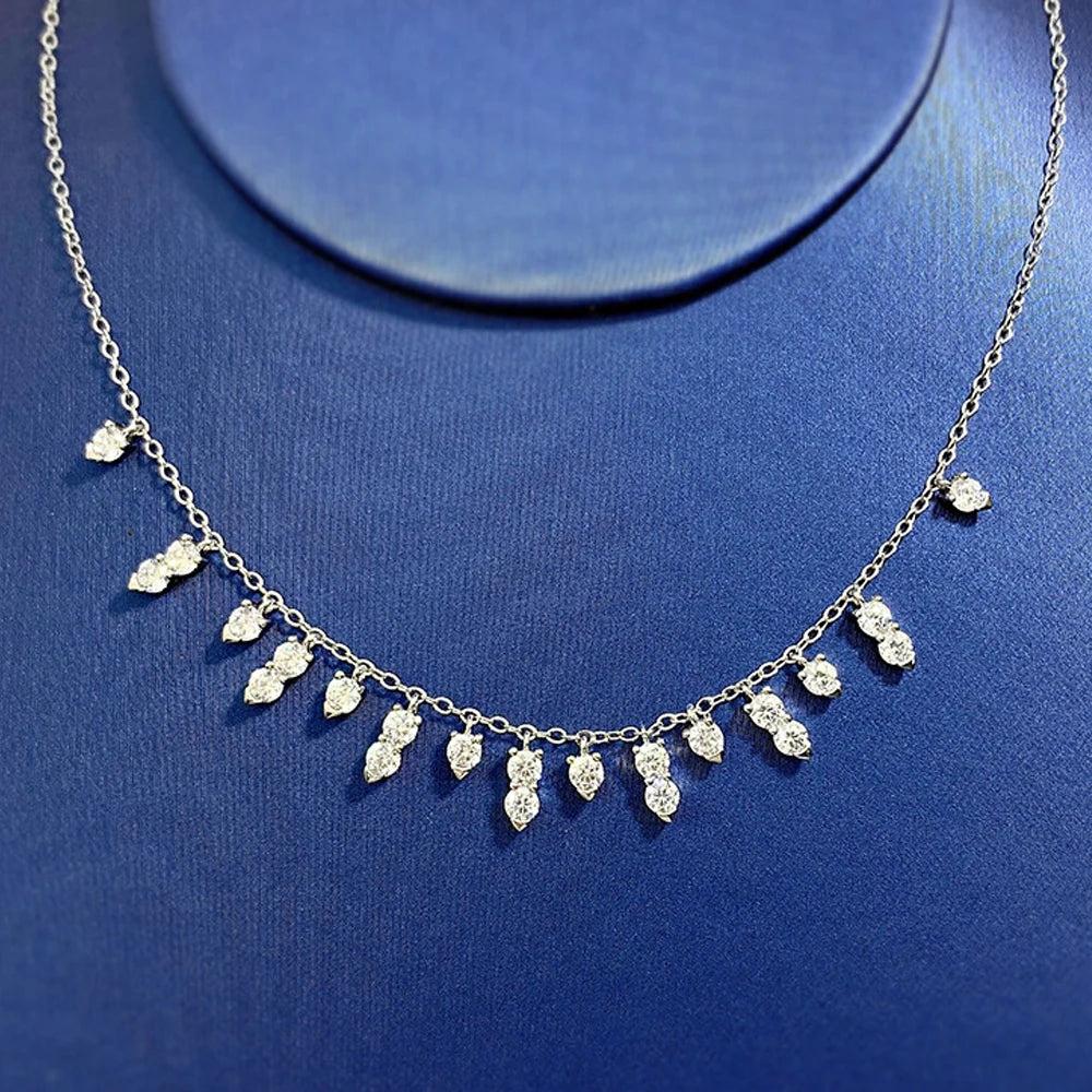 Moissanite Necklaces for Women GRA Certified 3mm D VVS1 Round Brilliant Cut Moissanite Dainty Necklace 925 Sterling Silver Chain