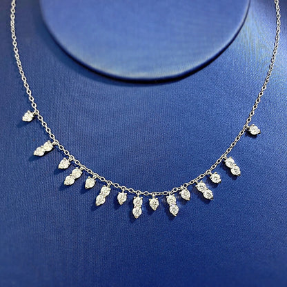 Moissanite Necklaces for Women GRA Certified 3mm D VVS1 Round Brilliant Cut Moissanite Dainty Necklace 925 Sterling Silver Chain