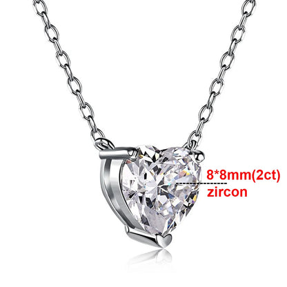 GRA Certificate 2/4 Carat Heart Shape Moissanite Necklace for Women Solitaire Heart Cut Pendant 925 Sterling Silver Neck Chain