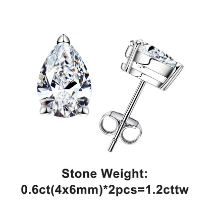 Two diamond earrings with stone weight information on a white background