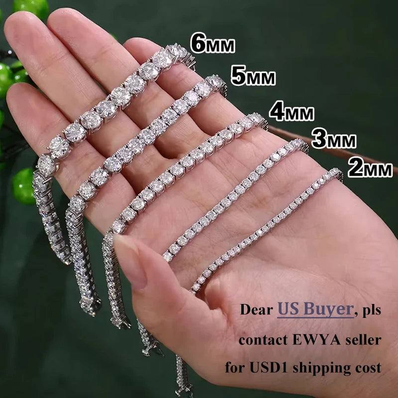 925 Sterling Silver Moissanite Bracelet 0.1ct 3mm D VVS1 Diamond with GRA for Women Sparkling Wedding Party Fine Jewelry