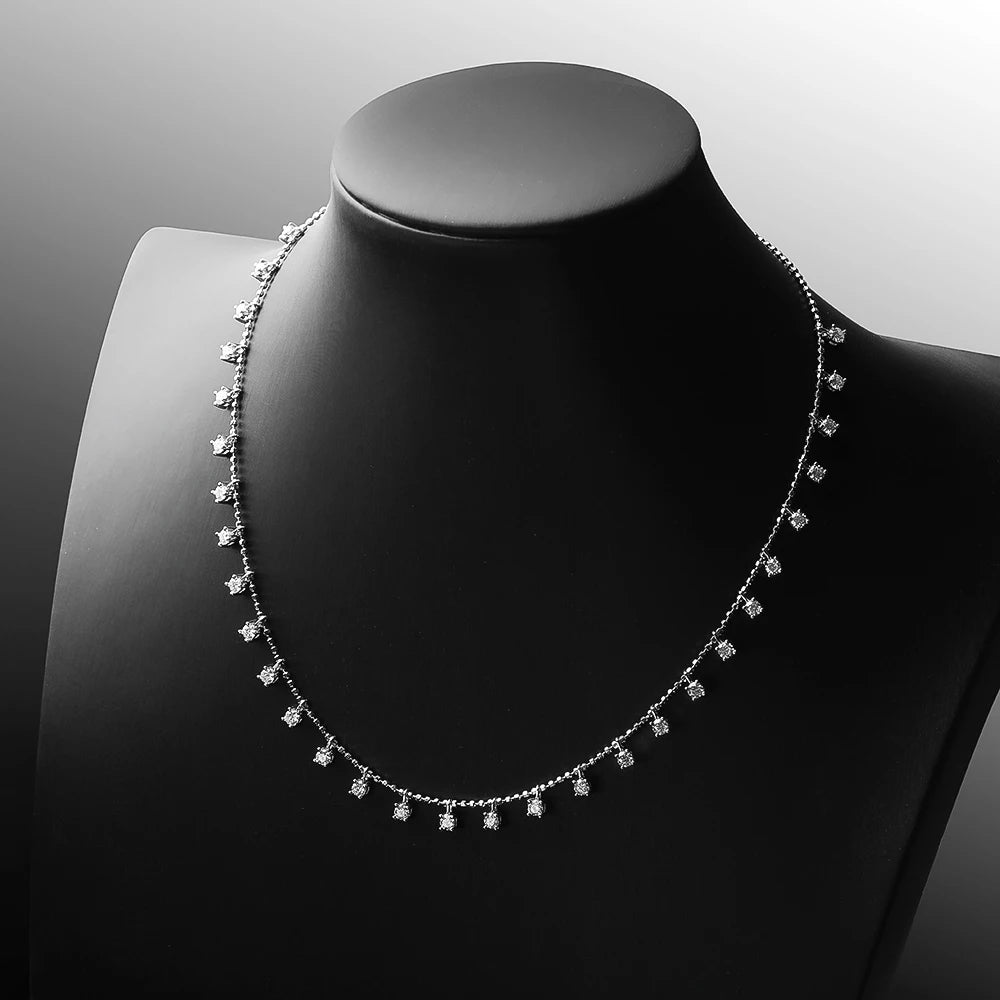 3mm 4mm D Color Moissanite Necklace For Women Gift 100% S925 Sterling Silver Plated 18K Sparkling Gypsophila Neck Chain