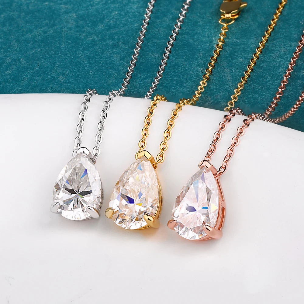 MUXIFC 1-4CT Pear Cut Moissanite Pendant Necklace for Women Water Drop Lab Diamond Neckchain with Certificate 925 Silver Jewely