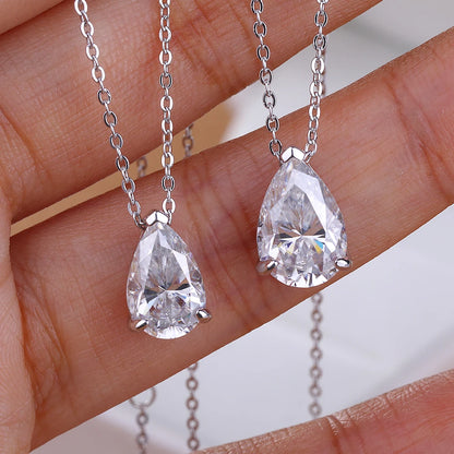 MUXIFC 1-4CT Pear Cut Moissanite Pendant Necklace for Women Water Drop Lab Diamond Neckchain with Certificate 925 Silver Jewely