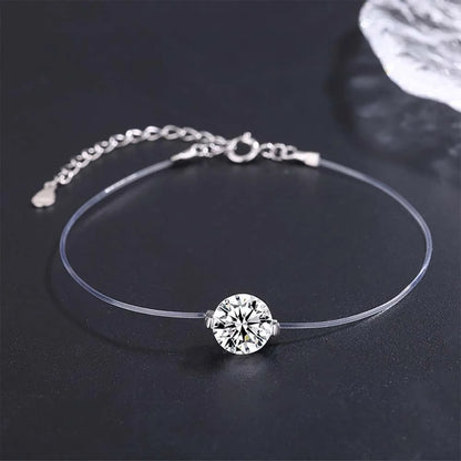Moissanite Bracelet Transparent Fishing Line 925 Sterling Silver Bracelets for Women Lab Diamond GRA Certified Jewelry