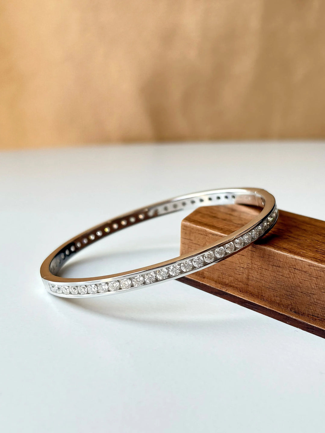 2.5mm All Moissanite Bangles Real S925 Stering Silver Spring Buckle Bracelets for Women Wedding Party Fine Jewelry Gift