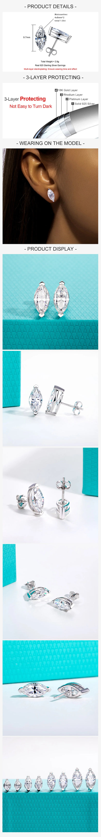 Set of earrings with a close-up view on a blue background