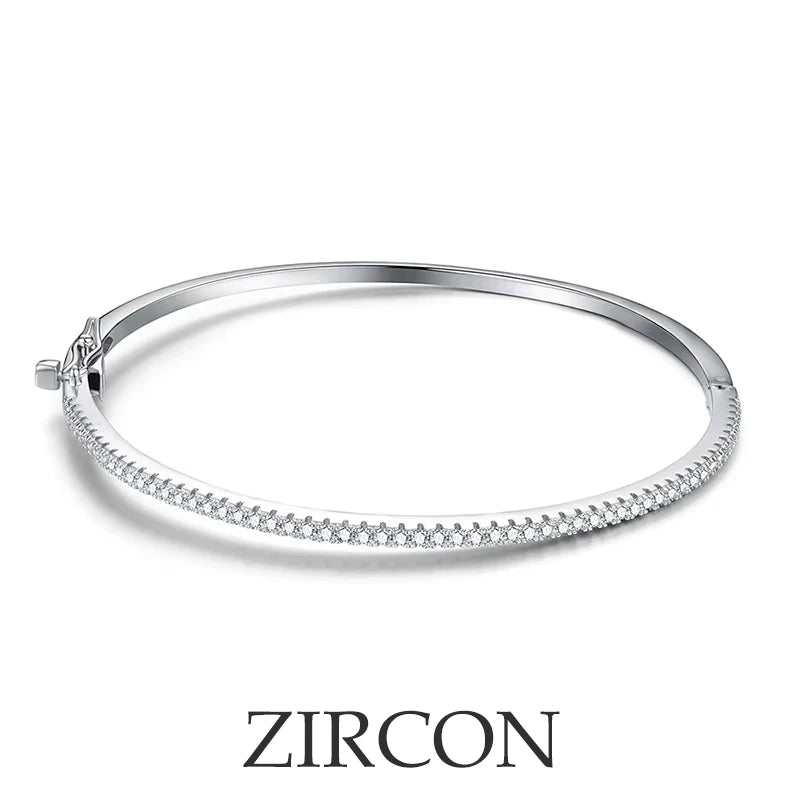 2mm D Color Moissanite Bangle For Women S925 Sterling Silver 18k White Gold Plated Diamond Bracelet Fine Jewelry Pulseras