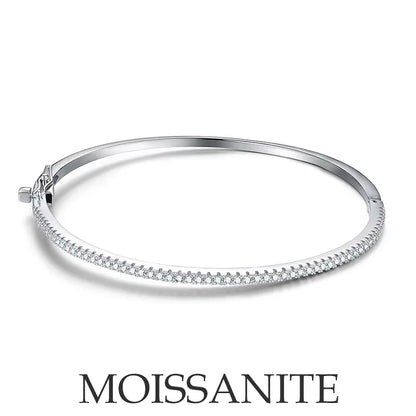 2mm D Color Moissanite Bangle For Women S925 Sterling Silver 18k White Gold Plated Diamond Bracelet Fine Jewelry Pulseras