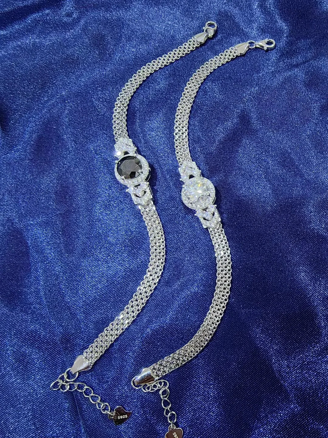 S925 Silver Moissanite Round Cake Bracelet French Gentle Style Fashionable and Versatile Valentine's Day Gift forGirlfriendsandF