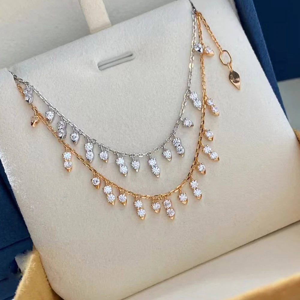 Moissanite Necklaces for Women GRA Certified 3mm D VVS1 Round Brilliant Cut Moissanite Dainty Necklace 925 Sterling Silver Chain