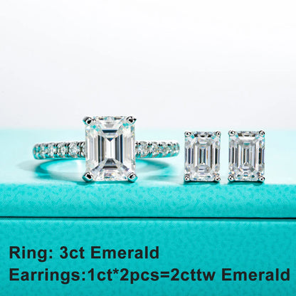 Jewelry set with ring and earrings on a turquoise background