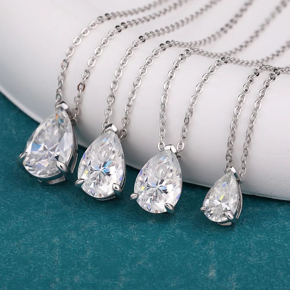 MUXIFC 1-4CT Pear Cut Moissanite Pendant Necklace for Women Water Drop Lab Diamond Neckchain with Certificate 925 Silver Jewely