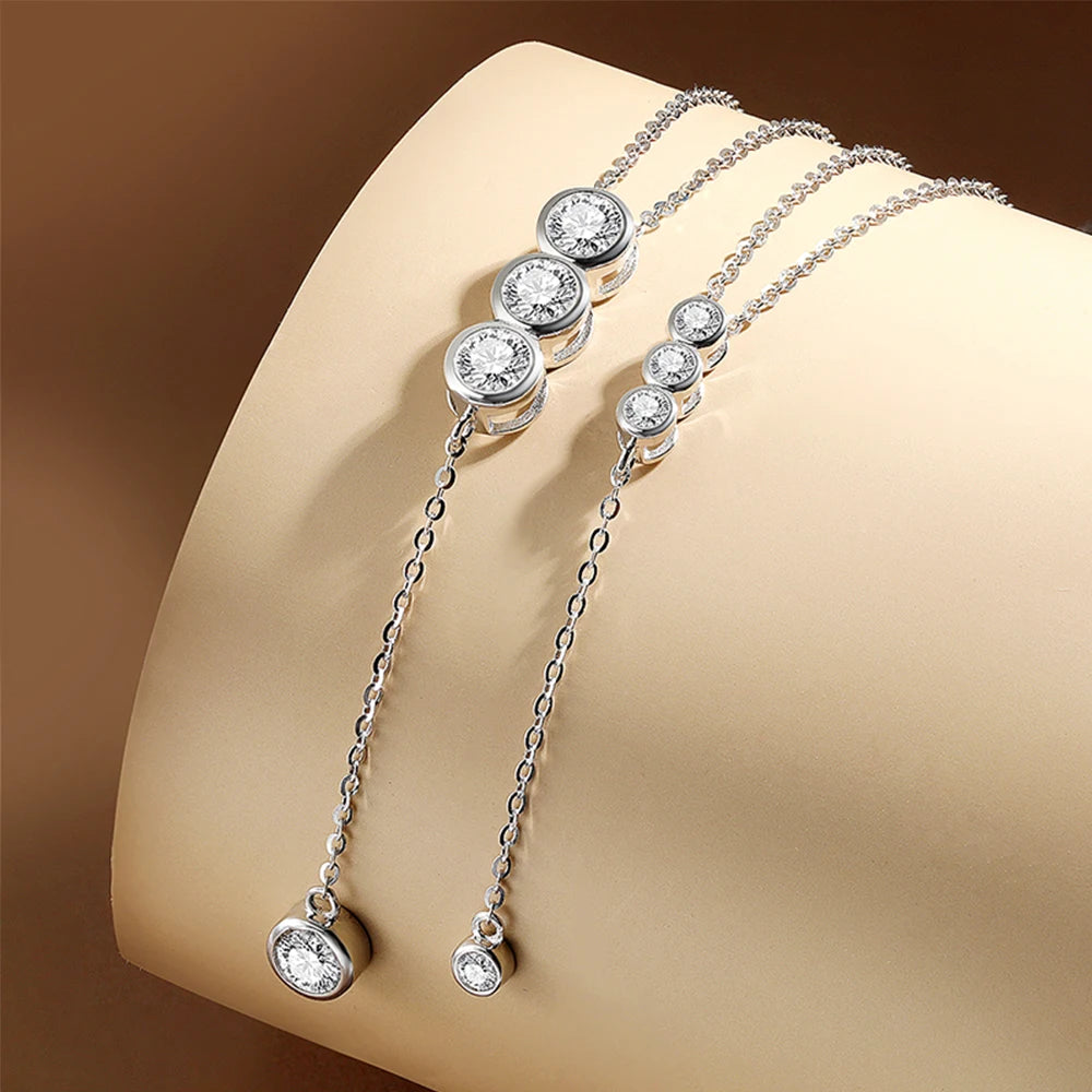 3mm/5mm Full Moissanite Necklace for Girls Classic Bubble Clavicular Chain 925 Sterling Silver Party Fine Jewelry Gift