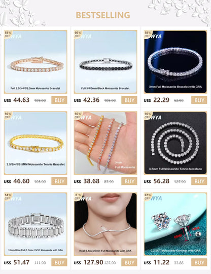 GRA Certified D Color 4mm 0.3CT Full Moissanite Tennis Bracelet Bangle For Women S925 Sterling Silver Diamond Bracelets