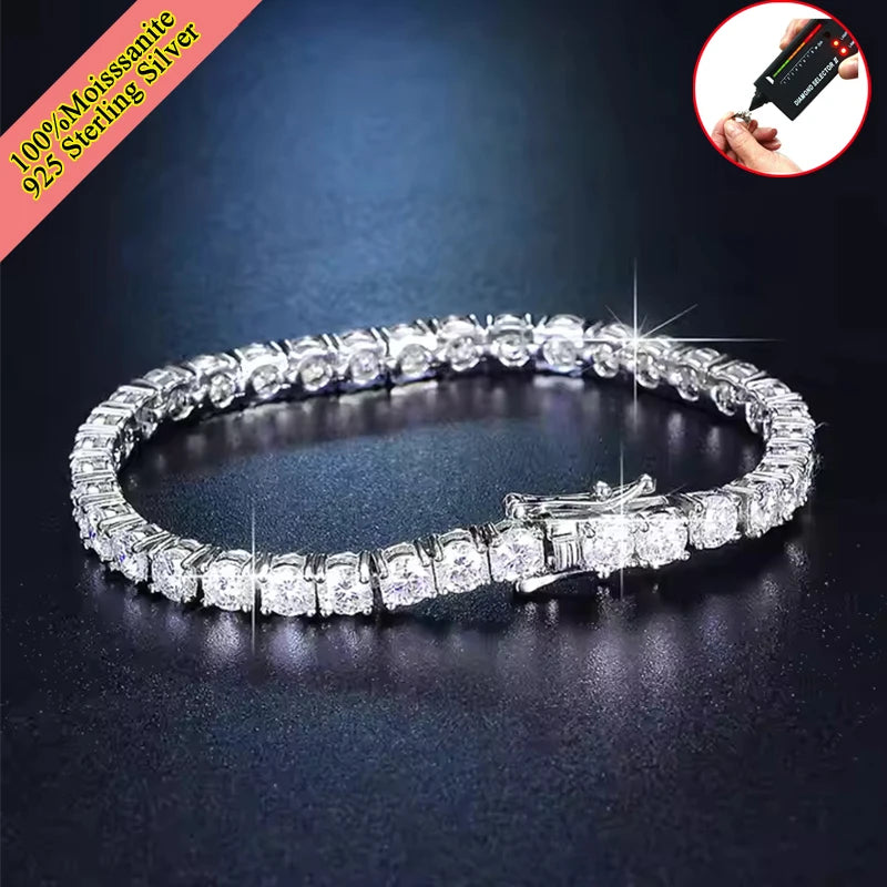 Real Moissanite Tennis Bracelet for Women Men 3.0mm with Certificates 925 Sterling Silver